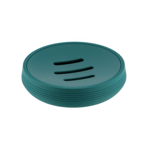 RUBBER AND ABS SOAP DISH WITH STRIPES - DARK GREEN