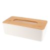 Tissuedoos kunststof bamboe wit-naturel tissuebox zakdoekendoos tissuehouder plastic hout wit naturel